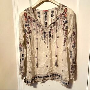 Johnny Was Beige Embroidered Women's Top